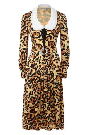 Шелковое платье Alessandra Rich. Цвет: леопардовый