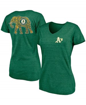 Зеленая женская фирменная футболка Oakland Athletics Paisley Hometown Collection Tri-Blend с v-образным вырезом , зеленый Fanatics