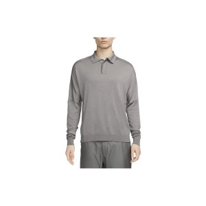 Pure Color Pullover Long Sleeve Polo Shirt Men Tops Gray DV7462-029 Nike