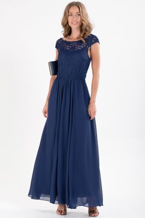 Синее платье-макси из свадебной коллекции с кружевным верхом , синий Jolie Moi