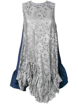 Кружевное платье-туника Jourden. Цвет: синий