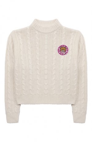 Хлопковый пуловер Moschino. Цвет: белый