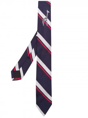 Полосатый галстук с вышивкой Thom Browne. Цвет: синий
