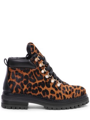 Леопардовые ботинки из кожи STOKTON