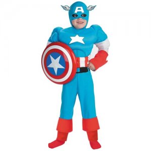 Костюм Капитан Америка с мускулами Люкс детский, M (7-8 лет) Disguise