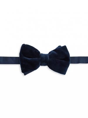 Однотонный бархатный галстук-бабочка , темно-синий Saks Fifth Avenue