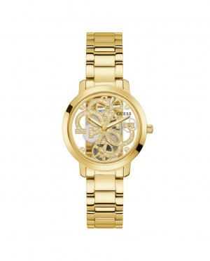 Женские часы Quattro Clear GW0300L2 со стальным и золотым ремешком , золотой Guess