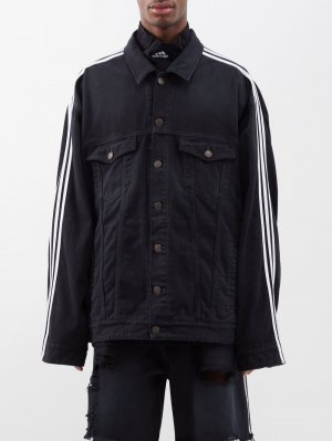 Джинсовая куртка оверсайз с тремя полосками из коллекции adidas , черный Balenciaga