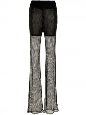 Сетчатые брюки прямого кроя с кристаллами David Koma. Цвет: черный
