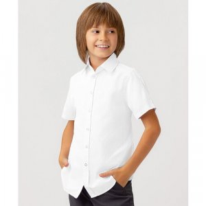 Школьная рубашка , размер 128, белый Button Blue. Цвет: белый