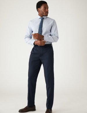 Итальянские льняные костюмные брюки индивидуального кроя Miracle , темно-синий Marks & Spencer