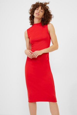 Manhatten красное приталенное женское платье из джерси , красный French Connection