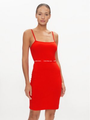 Летнее платье приталенного кроя , красный Calvin Klein