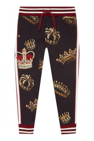 Спортивные хлопковые брюки с отделкой Dolce&Gabbana Children. Цвет: multicolor
