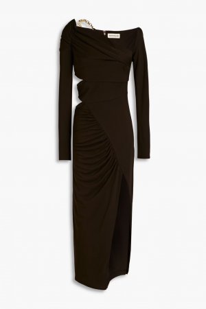 Платье миди из джерси Dulcina со сборками и цепочкой , темно коричневый Nicholas