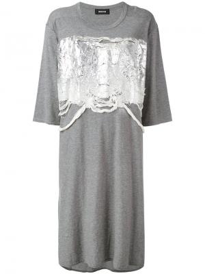 Платье-футболка с блестящей аппликацией Zucca. Цвет: серый