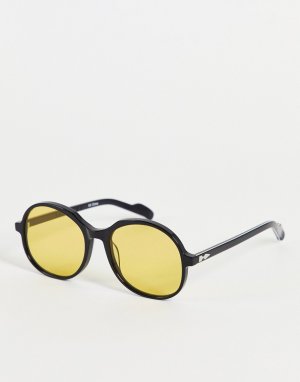 Женские круглые солнцезащитные очки в черной крупной с лимонно-зелеными стеклами Cut Twenty Seven-Черный цвет Spitfire