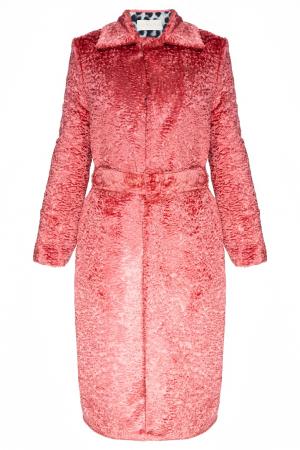Розовое пальто с поясом Kuraga. Цвет: розовый