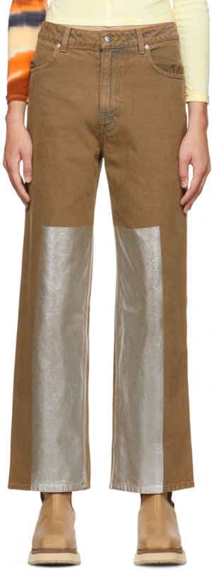 Светло-коричневые джинсы с рисунком Eckhaus Latta