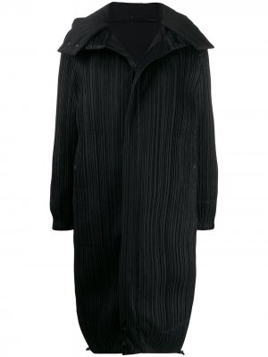 Плиссированное пальто с капюшоном Pleats Please Issey Miyake. Цвет: черный