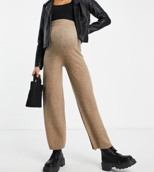 Широкие вязаные брюки серо-бежевого цвета от комплекта ASOS DESIGN Maternity-Светло-бежевый цвет Maternity