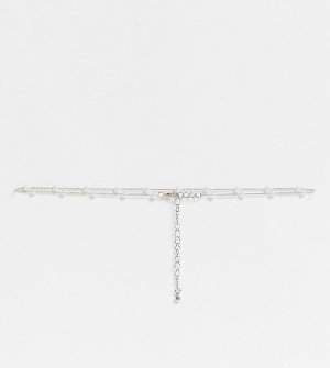 Эксклюзивное серебристое ожерелье-чокер с искусственным жемчугом -Серебристый DesignB London