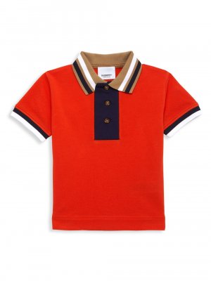 Рубашка-поло из пике в полоску для малышей мальчиков , красный Burberry