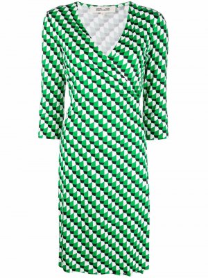 New Julian geometric-print silk dress DVF Diane von Furstenberg. Цвет: зеленый