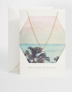 Ожерелье с кристаллами Swarovski и открыткой Summer Story Orelia. Цвет: золотой