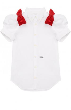 Хлопковая блуза с бантами Dsquared2. Цвет: белый