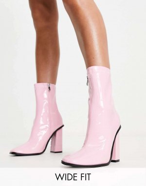 Розовые ботинки-носки на блочном каблуке RAID Wide Fit Saylor