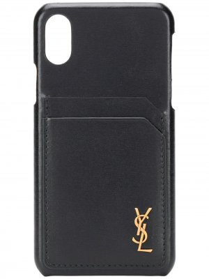 Чехол для iPhone XS с логотипом Saint Laurent. Цвет: черный