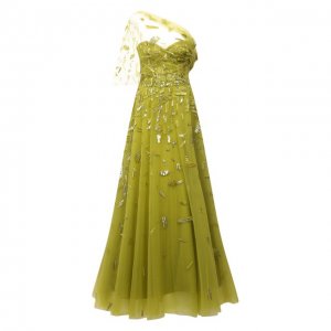 Платье с отделкой пайетками Zuhair Murad. Цвет: зелёный