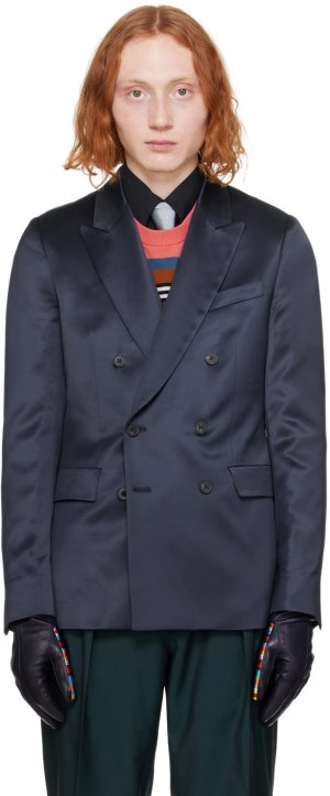 Темно-синий двубортный пиджак Paul Smith