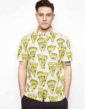 Рубашка с коротким рукавом и принтом пицца Lazy Oaf. Цвет: желтый