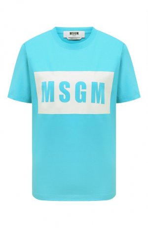 Хлопковая футболка MSGM. Цвет: голубой