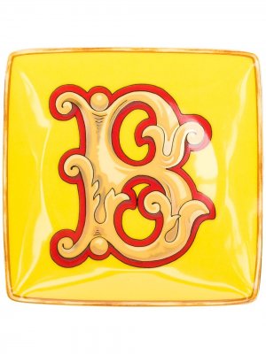 Тарелка Holiday Alphabet с принтом B Versace. Цвет: желтый