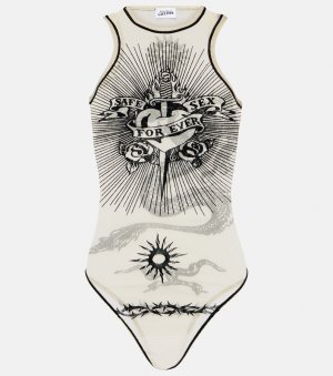 Боди с бархатной отделкой из коллекции tattoo , белый Jean Paul Gaultier