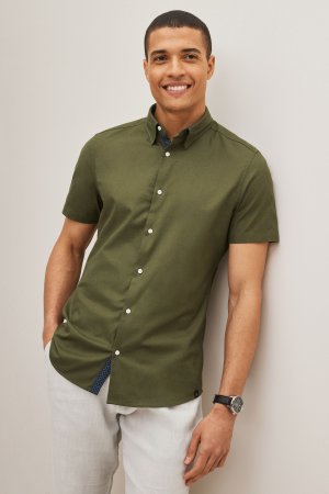 Оксфордская рубашка с короткими рукавами и стрейчом , зеленый Next