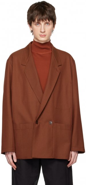 Коричневый двубортный пиджак LEMAIRE