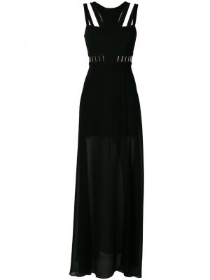 Полупрозрачное вечернее платье с вырезами Versace Collection. Цвет: чёрный