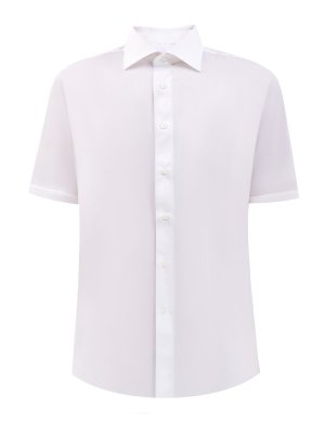 Хлопковая рубашка из ткани Impeccabile с короткими рукавами CANALI. Цвет: белый
