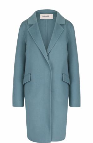 Однотонное шерстяное пальто прямого кроя Diane Von Furstenberg. Цвет: светло-голубой
