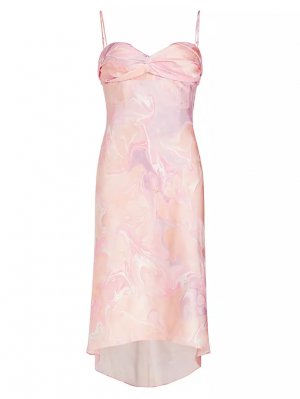 Драпированное платье-бюстье с абстрактным шелковым миди , цвет pink print Alejandra Alonso Rojas