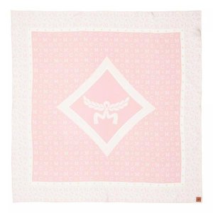 Шарф mcm col logo silk scarf 90x90 peach Mcm, розовый