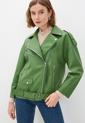 Куртка кожаная Goldrai. Цвет: зеленый