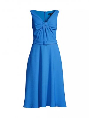 Платье миди Vieata с V-образным вырезом и поясом, синий Black Halo