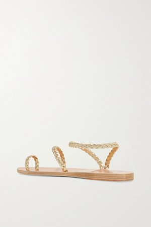 Сандалии Eleftheria с плетением из металлизированной кожи, золото Ancient Greek Sandals