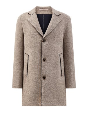 Однобортное пальто из меланжевой шерсти с фактурными швами CUDGI. Цвет: бежевый