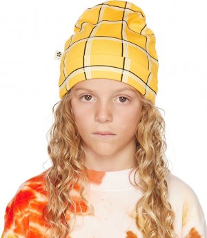 Детская желтая шапка в клетку Mini Rodini